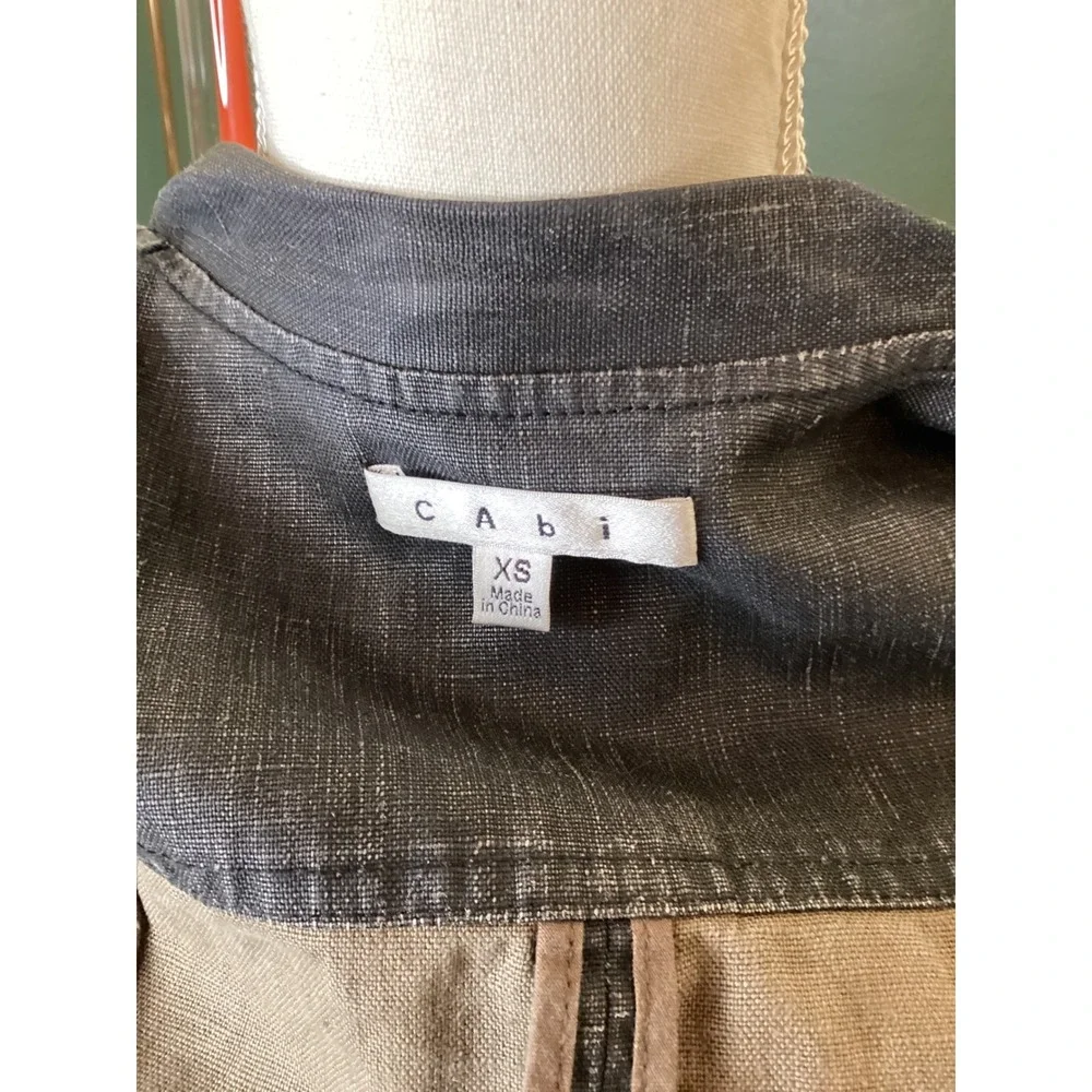 Cabi Linen Jacket XS Charcoal Grey Asymmetrical Ruffle Style 901 Blazer - Picture 4 of 5